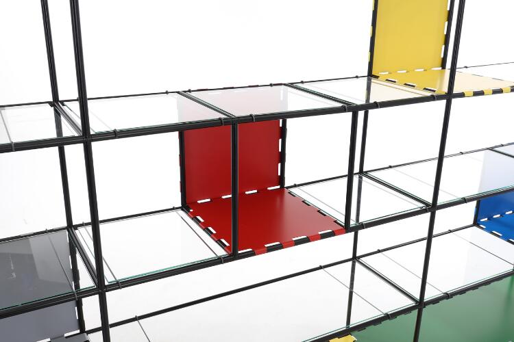 Poul Cadovius: “Abstracta”. Shelf system in three sections. Black