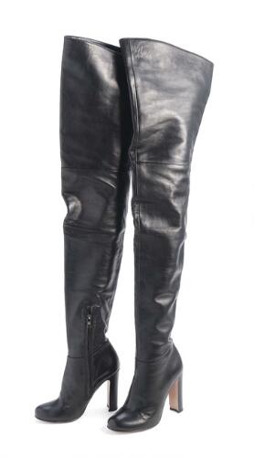 Prada: A pair of high heeled boots of black leather. Size 37 ½. (2