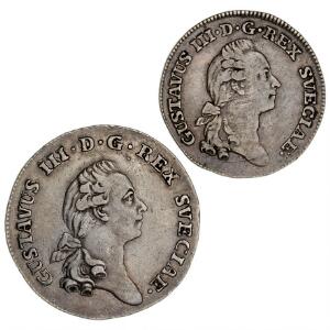 Sverige, Gustav III, 1771 - 1792, 13 riksdaler 1778, SM 62 16 riksdaler 1783, SM 81a