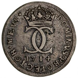 Sverige, Karl XII, 1697 - 1718, 5 öre 1714, SM 114 - sjældent årstal