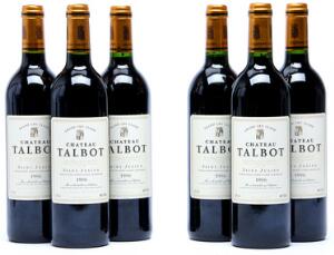 12 bts. Château Talbot, Saint - Julien. 4. Cru Classé 1996 A hfin. Owc.