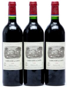 3 bts. Carruades de Lafite, 2wine Ch. Lafite Rothschild 1996 A hfin.