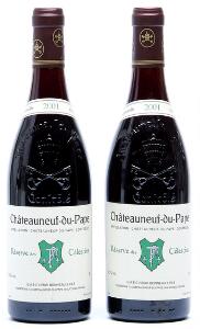 2 bts. Chateauneuf-du-Pape, Réserve des Célestins, Bonneau 2001 A hfin.