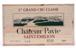 12 bts. Château Pavie, Saint-Émilion 1. Grand Cru Classé 2009 A hfin. Owc.