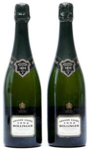 2 bts. Champagne Grande Année, Bollinger 1992 A hfin.