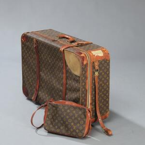 Louis Vuitton Vintage kuffert og skuldertaske i monogram canvas med læderforstærking og håndtag. Ca. 75 x 50 x 24 og 30 x 19 cm. 2