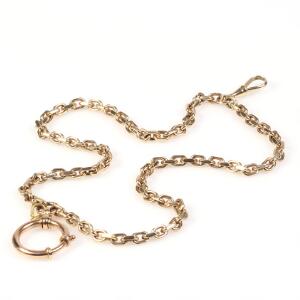 Urkæde af 14 kt. guld. L. 42 og 5 cm. Vægt 36,5 gr.