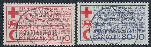 1966. Røde Kors. Sæt med retvendte LUXUS-stempler NAKSKOV 25.11.66. Et meget sjældent sæt i denne kvalitet