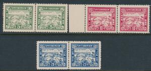 SPITSBERGEN. 1909. 5 - 20 øre. Sæt i postfriske parstykker. Desuden medfølger 2 norske postkort.