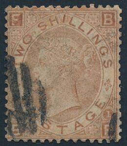 England. 1880. Victoria. 2 Sh. brun. Repareret eksemplar. SG £ 3250