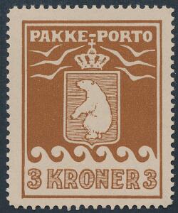 1930. 3 kr. brun. Postfrisk