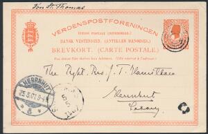 1907. 10 Bit helsag, dateret Frederiksted 4.5.1907, sendt til Tyskland. Annulleret med 4-rings skibsstempel og påskrevet Von St. Thomas.