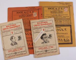 Rumænien. 4 bladudgivelser alle afsendt med frimærker, bl.a. 2 kommunistiske blade.