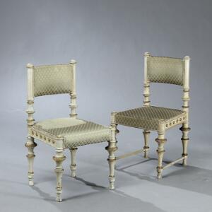 M. G. Bindesbøll, tilskrevet To stole i pompejansk stil af bemalet træ. Ca. 1850. 2