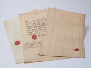 Collection of more than 60 autograph letters. Germany, mostly 18th century. Many with orig. red seals. Housed in folder.