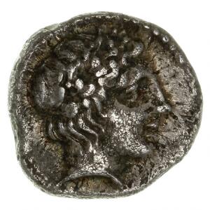 Antikkens Grækenland, Makedonien, Chalkidiske liga, ca. 410-401 f.Kr., Tetrobol, 2,36 g, SNG Cop. 243