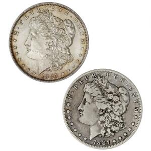 USA, Dollar 1885 O, kv. 0-01 1887 O, kv. 1. 2