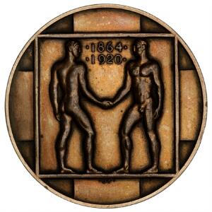 Genforeningen 1920, Den sønderjyske fond, Utzon Frank, forgyldt bronze, 50 mm, 71,5 g, let renset