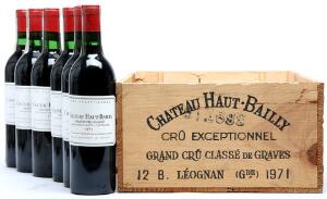 12 bts. Château Haut Bailly Grand Cru Classé, Pessac-Léognan 1971 A-AB bn. Owc.