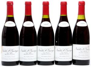 1 bt. Nuits Saint Georges 1. Cru Aux Boudots, Domaine Leroy 1994 B tsus.  etc. Total 5 bts.