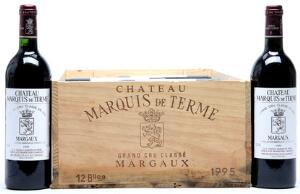 12 bts. Château Marquis de Terme, Margaux. 4. Cru Classé 1995 A hfin. Owc.