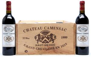 12 bts. Château Camensac, Saint - Laurent. 5. Cru Classé 1999 A hfin. Owc.