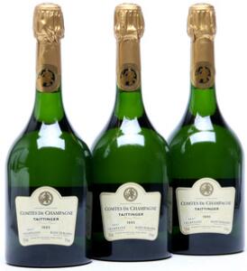 6 bts. Champagne Blanc de Blancs Comtes de Champagne, Taittinger 1995 A hfin. Oc.