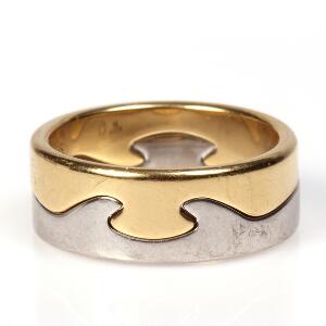 Nina Koppel Fusionsring af 18 kt. guld og hvidguld. Str. 58. Original smykkepose medfølger. Georg Jensen, ca. 2008.