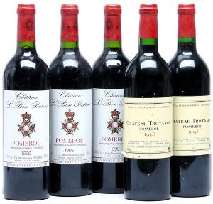 2 bts. Château Trotanoy, Pomerol 1995 A hfin.  etc. Total 5 bts.