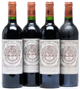 1 bt. Château Pichon Longueville Baron, Pauillac. 2. Cru Classé 1996 A hfin.  etc. Total 4 bts.