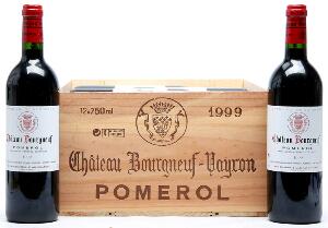 12 bts. Château Bourgneuf, Pomerol 1999 A hfin. Owc.