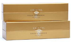 2 bts. Champagne Cristal, Louis Roederer 2002 A hfin. Oc.