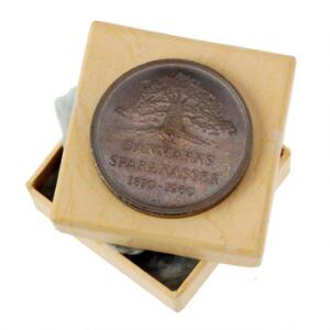 Danmarks sparekasser 1810 - 1960 150 års jubilæet, Ag, 26,4 g, pragteksemplar i medaillepræg med original æske