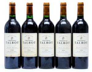 2 bts. Château Talbot, Saint - Julien. 4. Cru Classé 1988 A hfin.  etc. Total 5 bts.