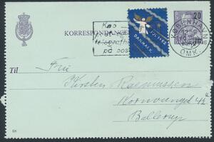 1952. Julemærke. Brugt på 2015 øres Korrespondancekort, sendt til Ballerup, annulleret KØBENHAVN 10 DEC 1952.