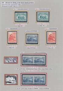 1947. Jernbane Jub. Planche med postfriske mærker incl. varianter AFA 304x og 304y