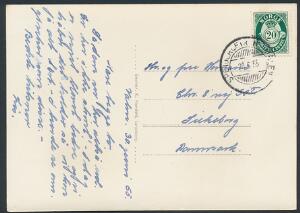 1955. Postkort med SPEJDER-STEMPEL SPEIDERLEIREN VALEN 30.6.55. Koret dateret Valen 30 juni 55.