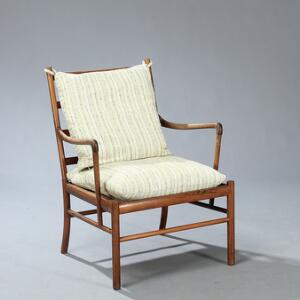 Ole Wanscher Colonial Chair. Lænestol med sæde af spanskrørsflet. Model PJ-149. Udført hos P. Jeppesen.