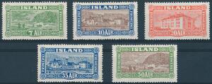 1925. Landskaber. 7-50 Aur. Komplet sæt, postfrisk. Facit 6500