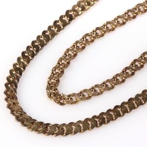 Halskæde og armbånd af 14 kt. guld. L. 19 og 75 cm. Vægt i alt 34 gr. 2