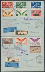 Schweiz. 1930-1936. 2 gode Luftpostbreve AFA for løse stemplede mærker alene ca. 3700 Kr..