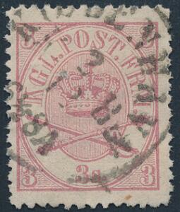 1864. 3 sk. 1870 linietakket 12 12. Nydeligt eksemplar, annulleret med bystempel KIØBENHAVN. AFA 6000