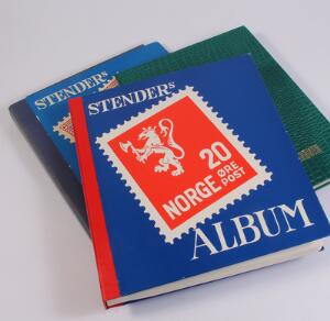 Norge m.v. Mindre samling i Stender-album  lagerbog. Desuden album Island med ganske få mærker