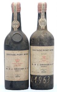 1 bt. Grahams Vintage Port 1963 Bottled in DK. A hfin.  etc. Total 2 bts.
