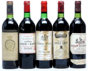 1 bt. Château Gruaud Larose, Saint - Julien. 2. Cru Classé 1982 A-AB bn.  etc. Total 5 bts.