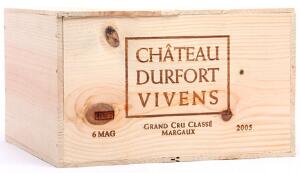 6 bts. Mg. Château Durfort Vivens, Margaux. 2. Cru Classé 2005 A hfin. Owc.