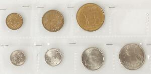 Norge, Olav V, uoriginalt møntsæt 1959 findes ikke fra Kongelige Mynt med 1-2-5-10-25-50 øre, 1 kr, i ucirkuleret kvalitet, 0-01
