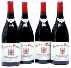 4 bts. Mg. Chateauneuf-du-Pape, Clos des Papes, Paul Avril 2003 A hfin.