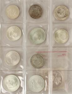 Erindringsmønter 1912 - 1972 10 stk. samt 200 kr 1990, samlet 11 stk.
