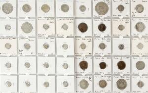 Samling af mønter fra Dominikanske Republik, Guatemala, Honduras og Peru, i alt 71 stk. i varierende kvalitet med en del sølvmønter iblandt